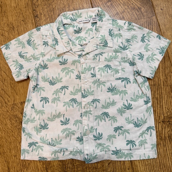 2 Janie & Jack Button Down Shirts Flamingos Palm Tree Boys Poplin Shirts 18-24 - Picture 6 of 6